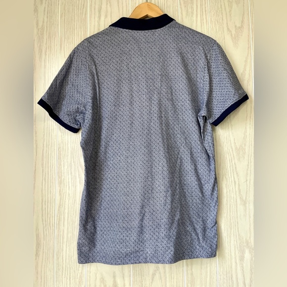 Peter Werth Large Short Sleeve Blue White Knit Geometric Polo Shirt EUC - Picture 3 of 3